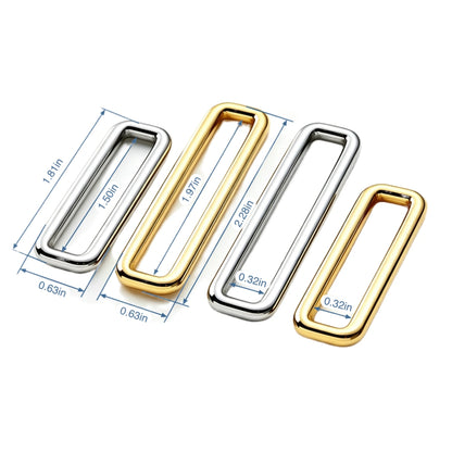 1241 Stainless steel square ring buckle,Gold/silver,Multiple size