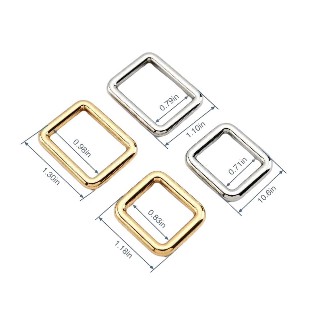 1243 Stainless steel square ring buckle,Gold/silver,Multiple size