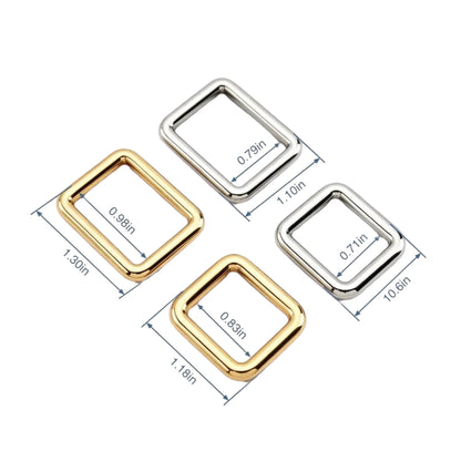 1243 Stainless steel square ring buckle,Gold/silver,Multiple size
