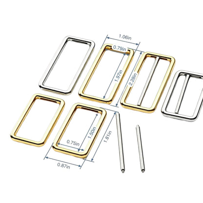 1246 Stainless steel  Detachable Adjustable Tri-Glide Buckle,Gold/silver,Multiple size
