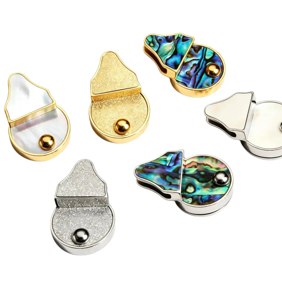 1259 Luxury Natural Mother of Pearl Premium Stainless Steel Mini Press Lock,Gold/silver