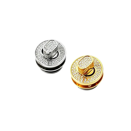 1264 Stainless Steel  Round Crystal Twist Turn Lock,Gold/silver