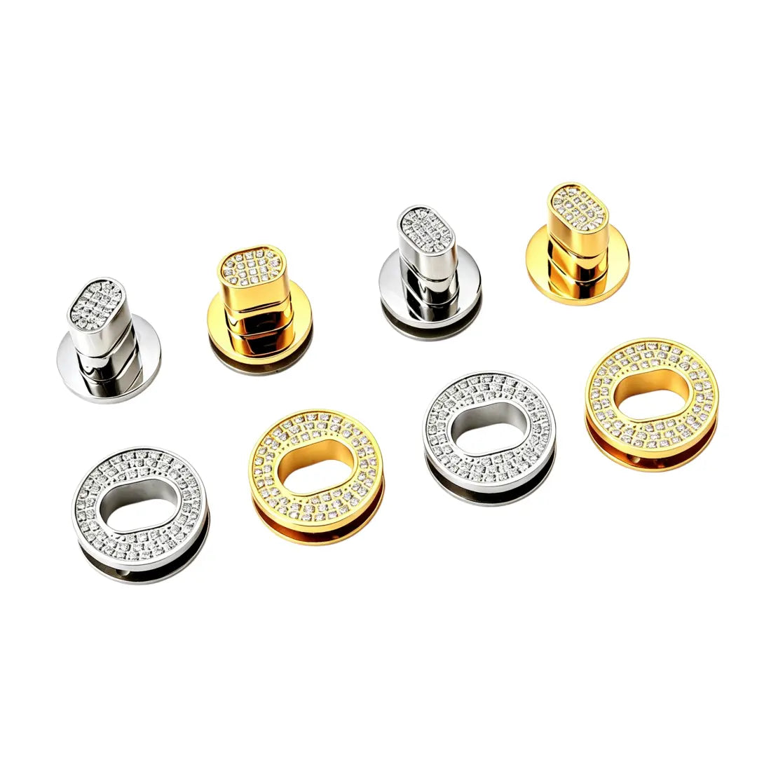 1264 Stainless Steel  Round Crystal Twist Turn Lock,Gold/silver