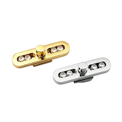 1265 Stainless Steel Rectangle Crystal Turn Lock,Gold/silver