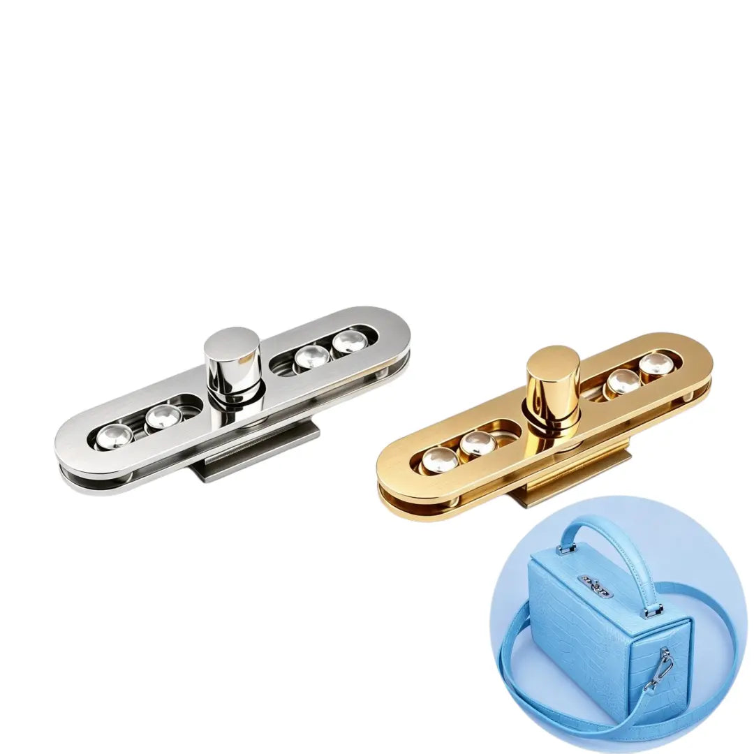 1265 Stainless Steel Rectangle Crystal Turn Lock,Gold/silver