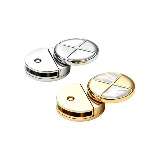 1258 Luxury Natural Mother of Pearl Premium Stainless Steel Twist Lock,Gold/silver