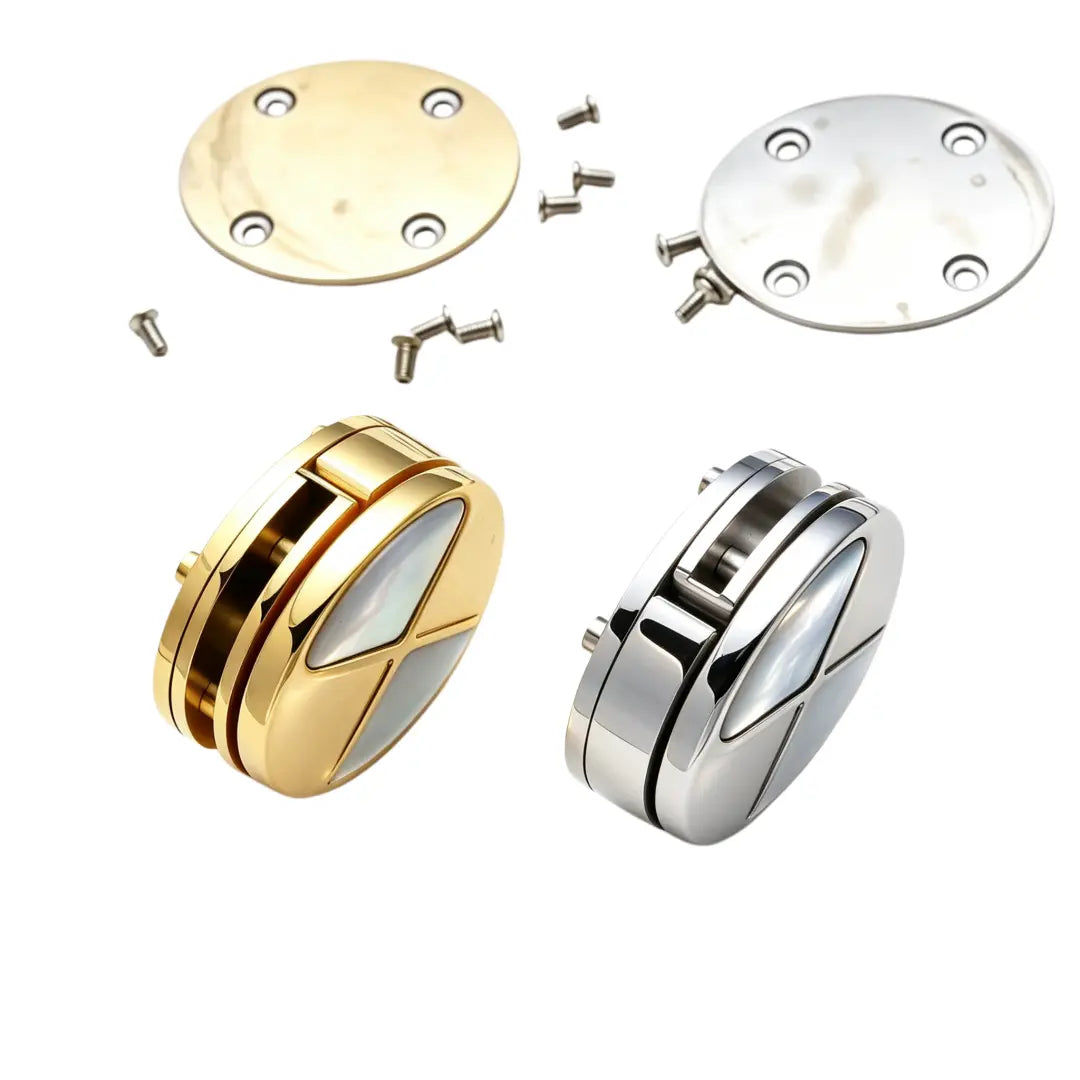 1258 Luxury Natural Mother of Pearl Premium Stainless Steel Twist Lock,Gold/silver