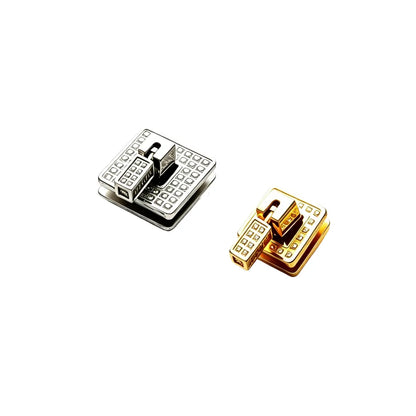 1266 Stainless Steel Square Crystal Turn Lock,Gold/silver,Two sizes