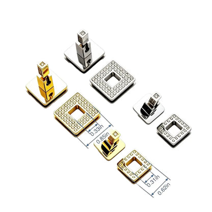 1266 Stainless Steel Square Crystal Turn Lock,Gold/silver,Two sizes