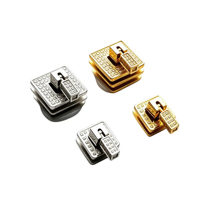 1266 Stainless Steel Square Crystal Turn Lock,Gold/silver,Two sizes