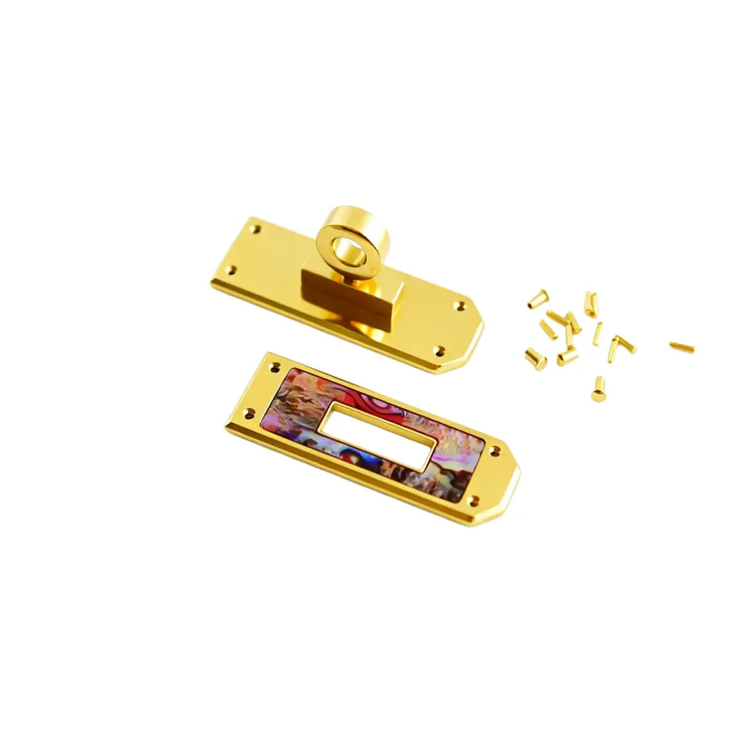 1260 Stainless Steel Luxury Natural Mother of Pearl Turn Lock & Belt Buckle,Gold/silver