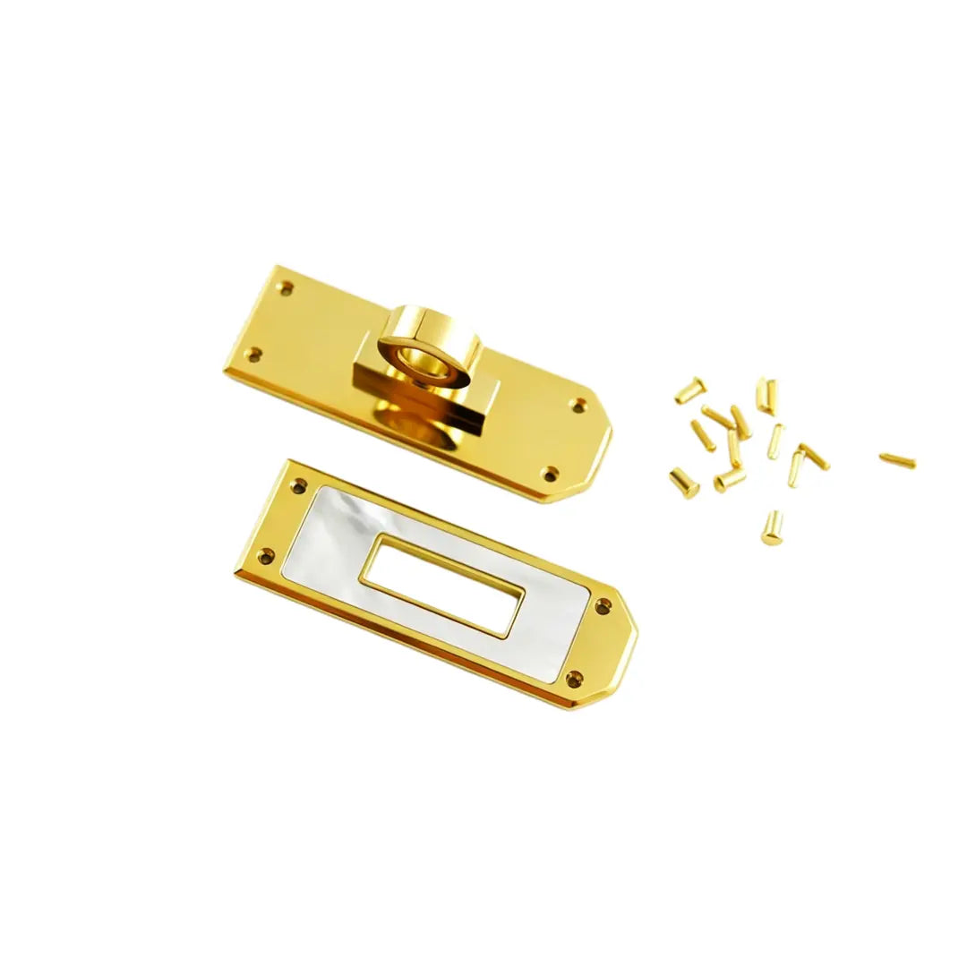 1260 Stainless Steel Luxury Natural Mother of Pearl Turn Lock & Belt Buckle,Gold/silver
