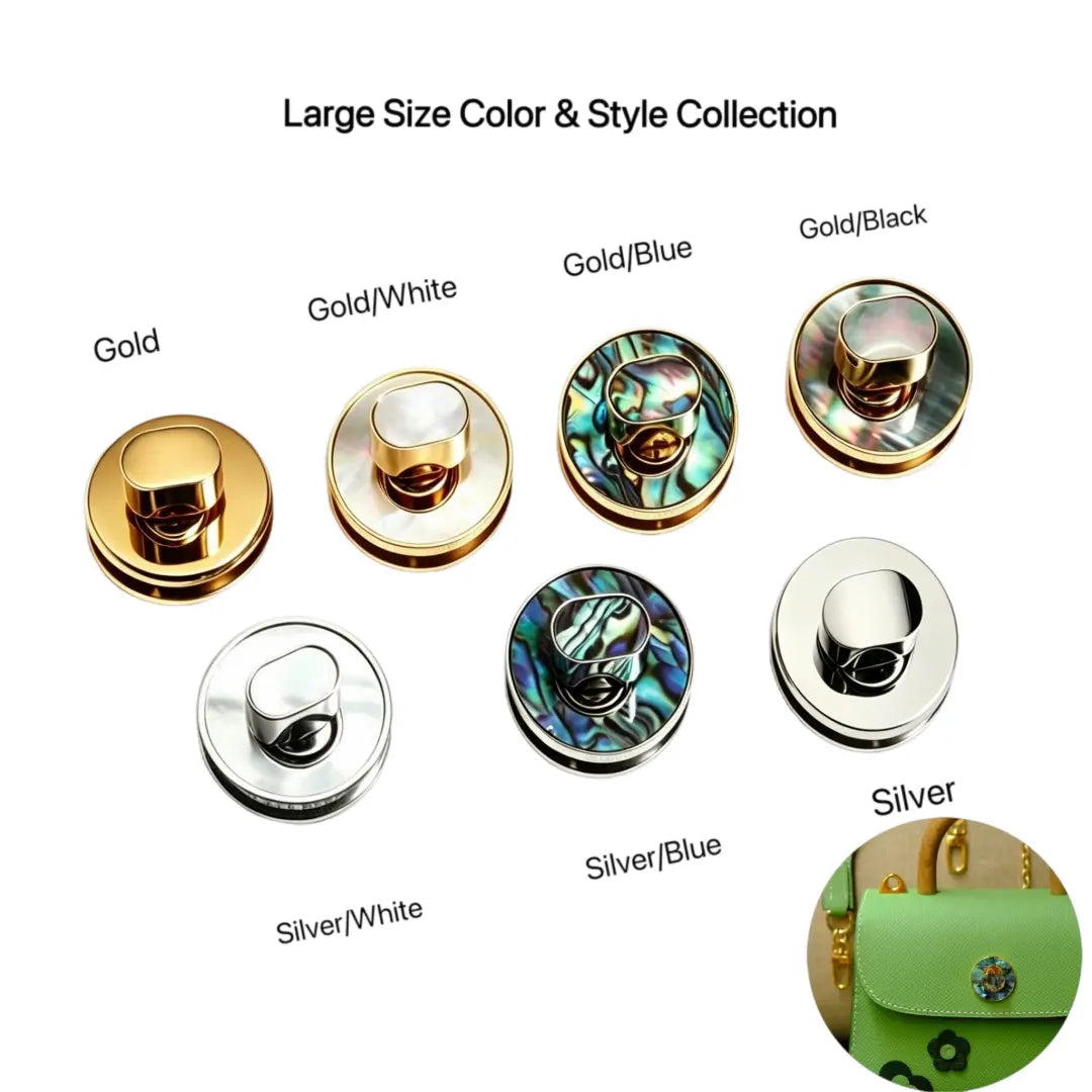 1257 Luxury Natural Mother of Pearl Premium Stainless Steel Mini Twist Lock,Gold/silver