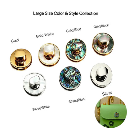 1257 Luxury Natural Mother of Pearl Premium Stainless Steel Mini Twist Lock,Gold/silver