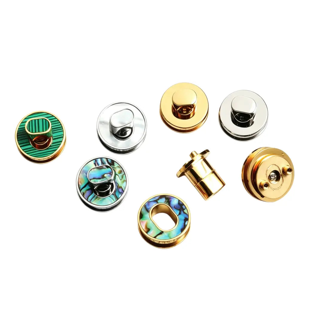 1257 Luxury Natural Mother of Pearl Premium Stainless Steel Mini Twist Lock,Gold/silver