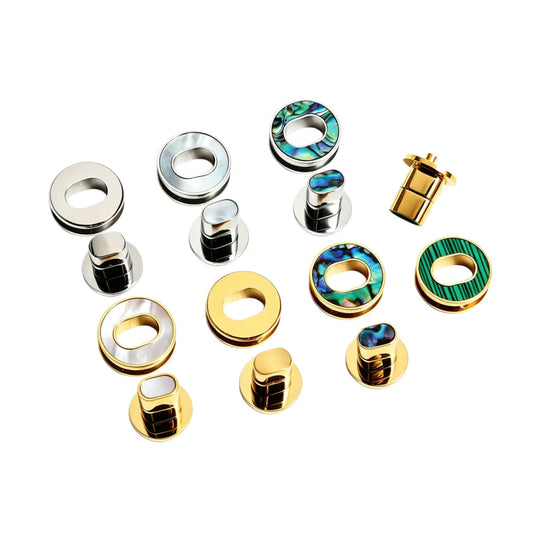 1257 Luxury Natural Mother of Pearl Premium Stainless Steel Mini Twist Lock,Gold/silver