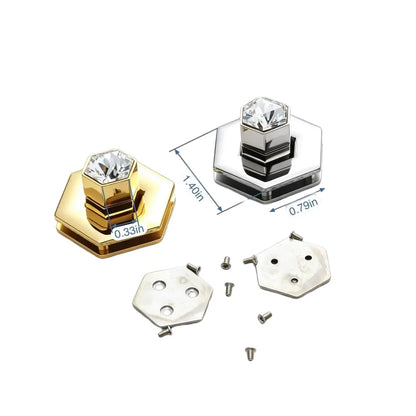 1268 Stainless Steel Hexagonal Swarovski Crystal Turn Lock ,Gold/silver