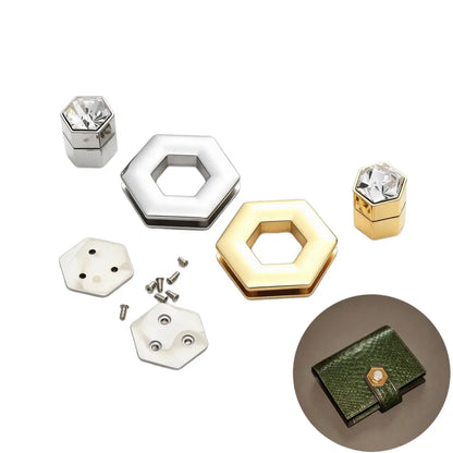 1268 Stainless Steel Hexagonal Swarovski Crystal Turn Lock ,Gold/silver