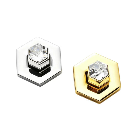 1268 Stainless Steel Hexagonal Swarovski Crystal Turn Lock ,Gold/silver