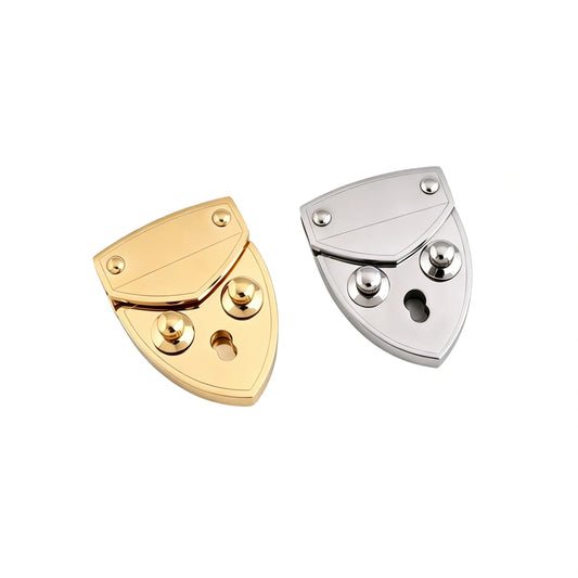 1291  Stainless Steel Shield-Style Dual-Button Turn Lock ,Gold/silver