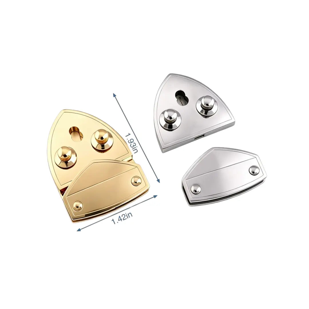 1291  Stainless Steel Shield-Style Dual-Button Turn Lock ,Gold/silver