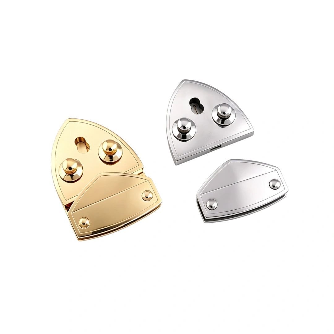 1291  Stainless Steel Shield-Style Dual-Button Turn Lock ,Gold/silver