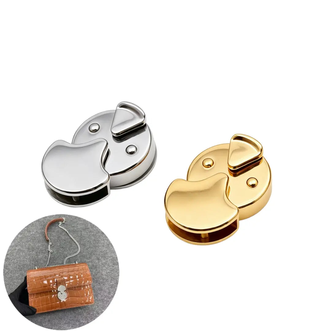 1293 Stainless Steel Ginkgo Leaf Turn Lock for Handbags,Gold/silver