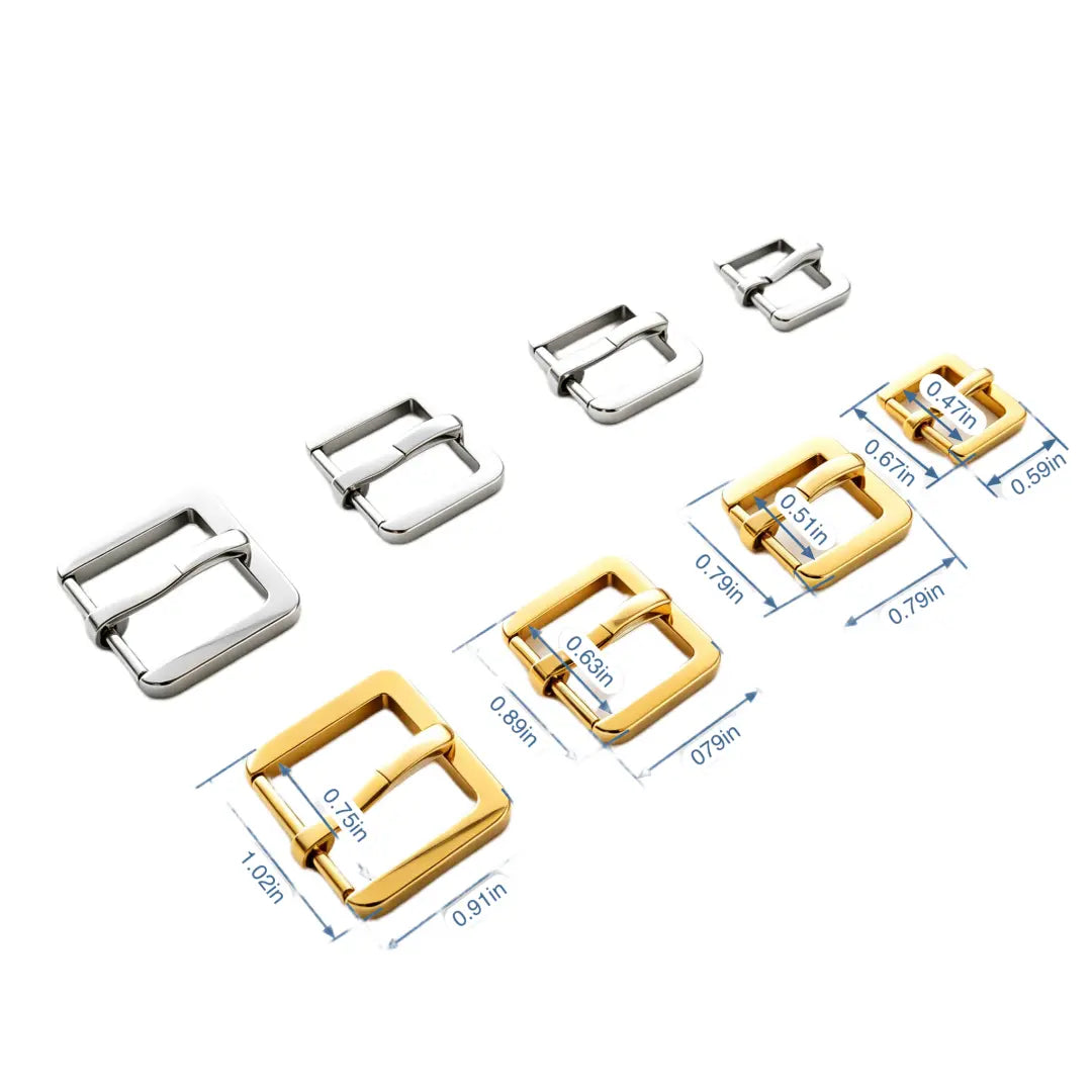 1295 Stainless Steel  Square Heel Bar Buckle ,Gold/silver,Four sizes