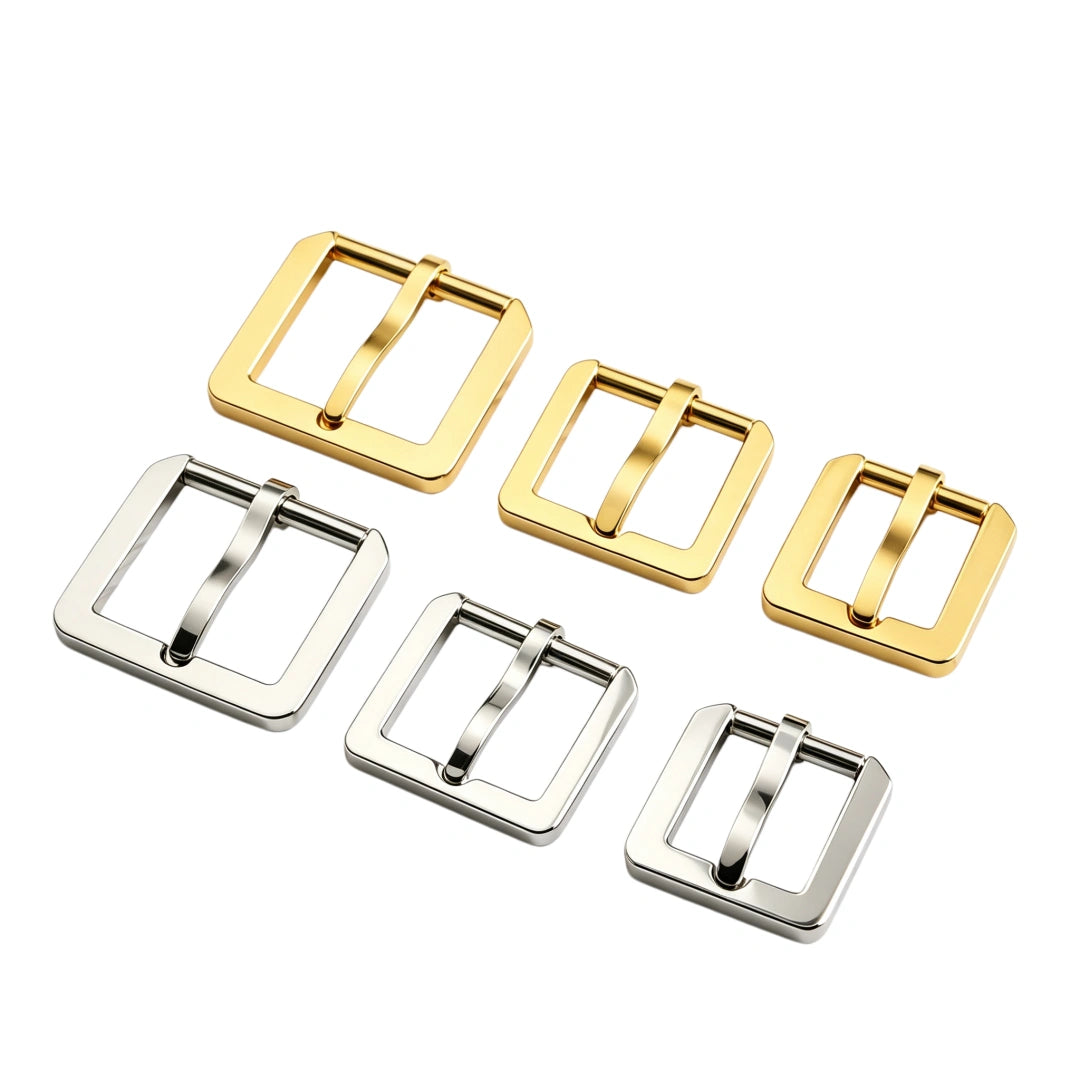 1295 Stainless Steel  Square Heel Bar Buckle ,Gold/silver,Four sizes