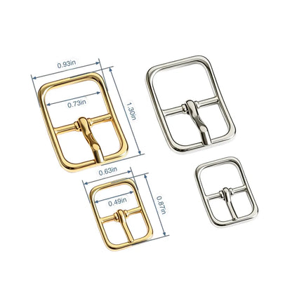 1298 Stainless Steel Curved Pin Center Bar Buckle ,Gold/silver,Two sizes