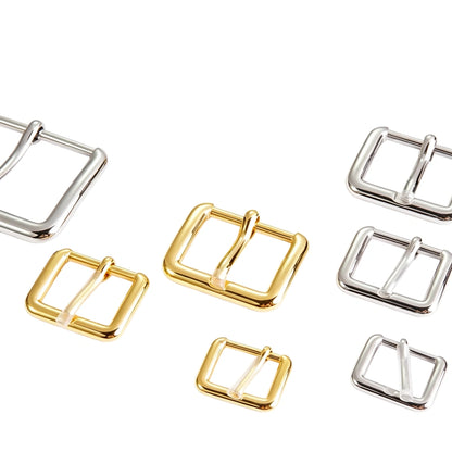 1299 Stainless Steel  Square Heel Bar Buckle ,Gold/silver,Four sizes