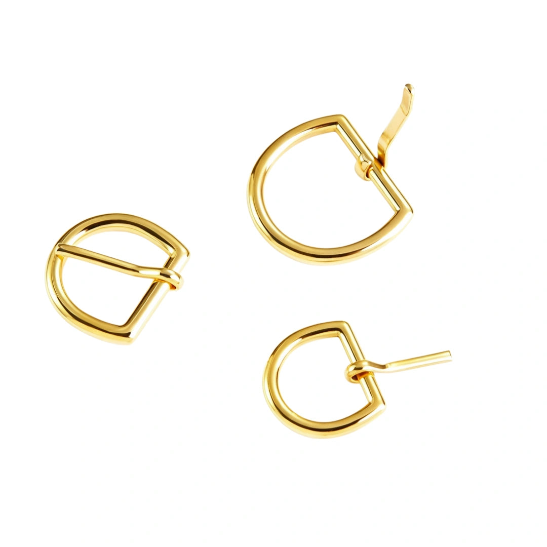 1300 Stainless Steel  Half-Round Heel Bar Buckle ,Gold/silver,Four sizes