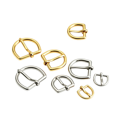 1300 Stainless Steel  Half-Round Heel Bar Buckle ,Gold/silver,Four sizes