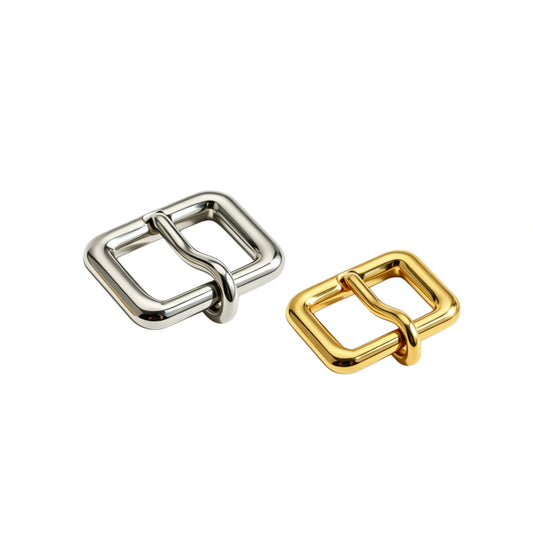 1301 Stainless Steel  Curved Pin Square Heel Bar Buckle,Gold/silver