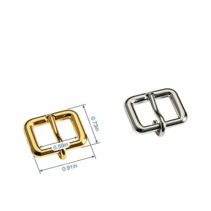 1301 Stainless Steel  Curved Pin Square Heel Bar Buckle,Gold/silver