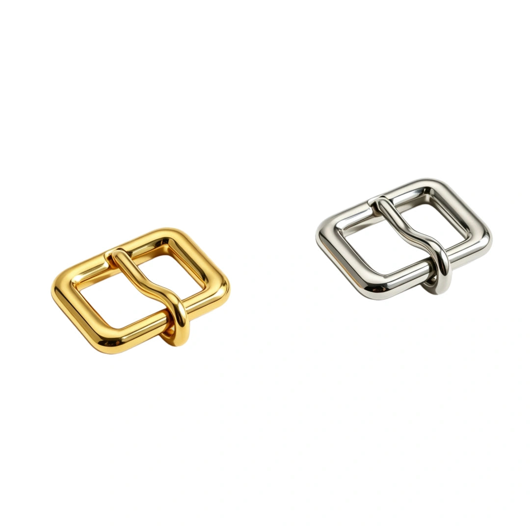 1301 Stainless Steel  Curved Pin Square Heel Bar Buckle,Gold/silver