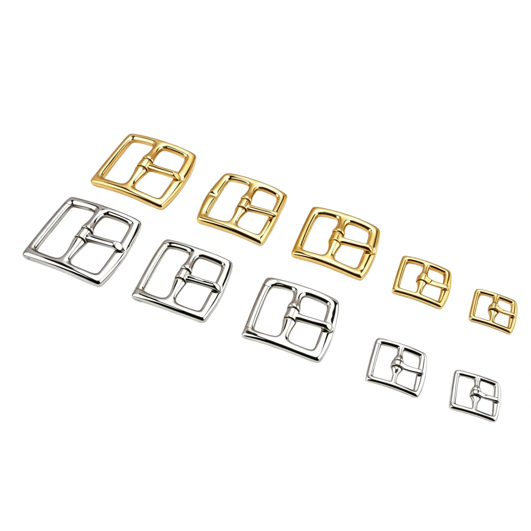 1303 Stainless Steel Horsebit Center Bar Buckle,Gold/silver,Five sizes