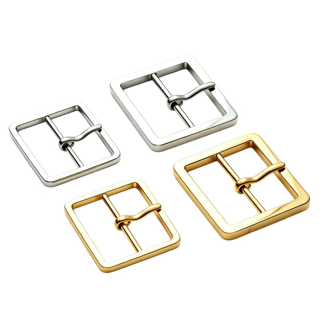 1305 Stainless Steel Square Center Bar Buckle,Gold/silver,Two sizes