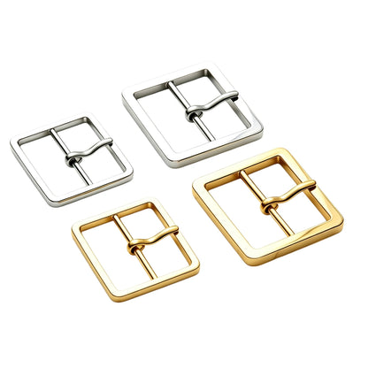 1305 Stainless Steel Square Center Bar Buckle,Gold/silver,Two sizes