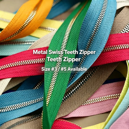 T3 / T5 Swiss‑style Teeth Zipper,Sold by 1 Yard(0.91 meter) Pre‑Cut