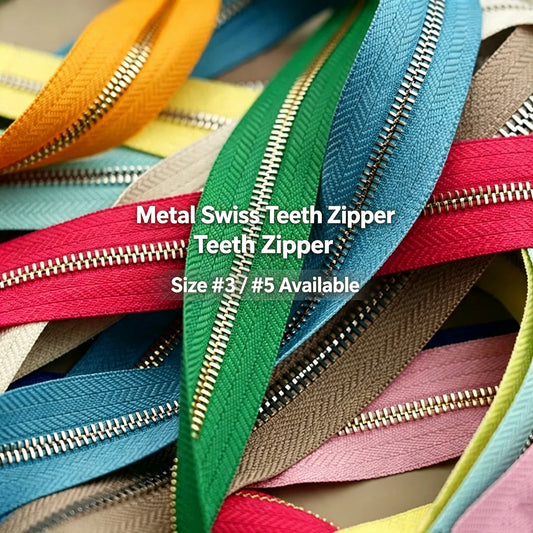 T3 / T5 Swiss‑style Teeth Zipper,Sold by 1 Yard(0.91 meter) Pre‑Cut