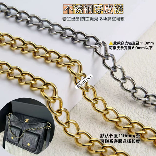 1345 Stainless Steel Leather-Woven Chain,Gold/silver,Two sizes