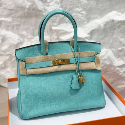 G038 Bleu Atoll 3P Togo Leather