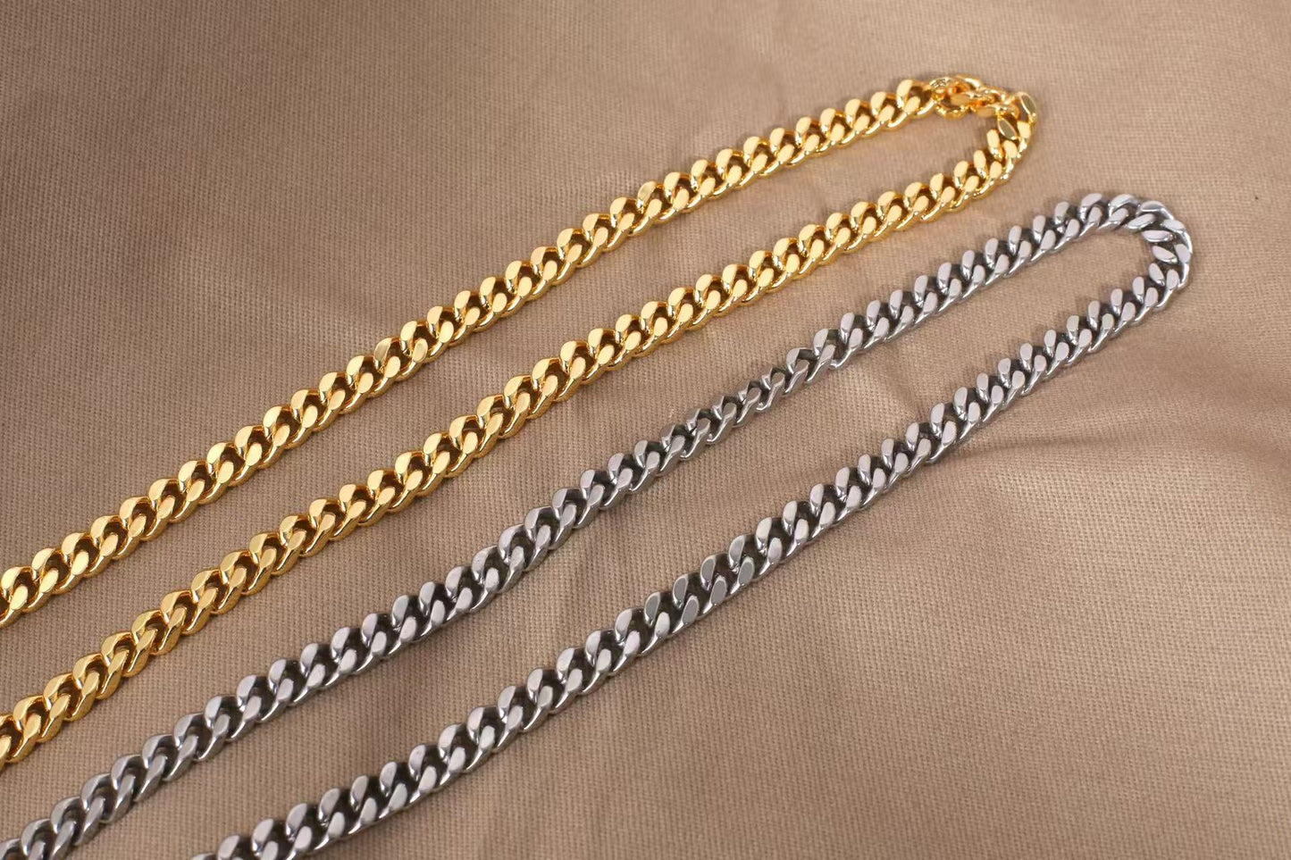 1346 Stainless Steel Flat Curb Chain,Gold/silver