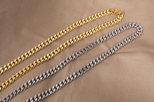 1346 Stainless Steel Flat Curb Chain,Gold/silver