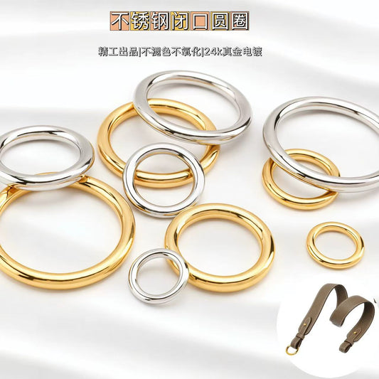 1340 Stainless Steel Closed O-Ring,Gold/silver,Five sizes