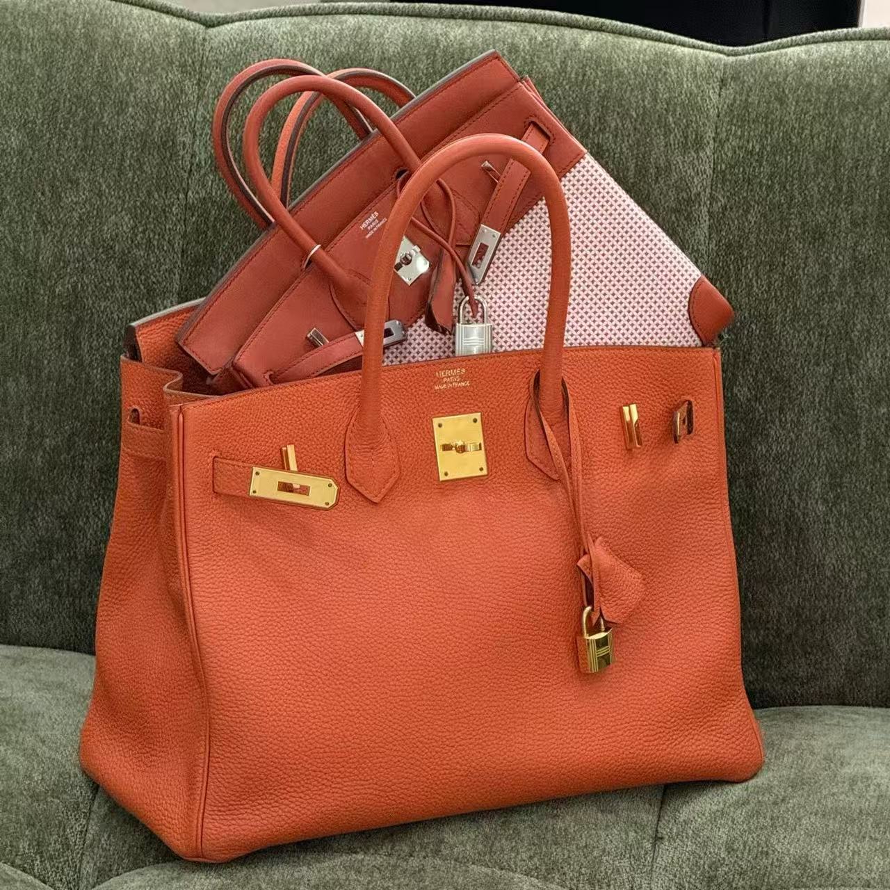 G059 Orange Hermes 93 Togo Leather