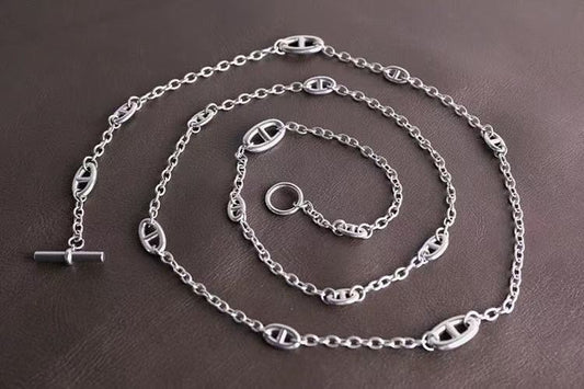 1349 Stainless Steel Pig Nose Chain,Gold/silver