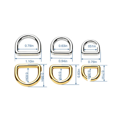 1234 Stainless steel D-Ring,Gold/silver,Multiple size