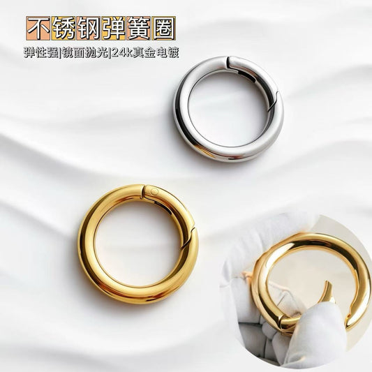 1339 Stainless Steel Spring O-Ring,Gold/silver,Five sizes